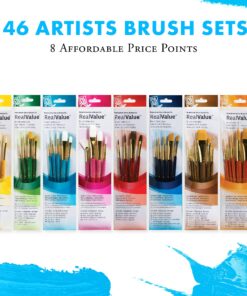 PRINCETON ARTIST BRUSH CO. Princeton Real Value, Series 9100, Paint Brush Sets for Acrylic, Oil & Watercolor Painting, Syn-Gold Taklon (Rnd 2, 4, Liner 2/0, Shader 2, 6, Angular 1/4, Wash 3/4) Gold 15 91j1ZkXTQaL
