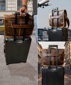Leather Messenger Bag for Men - Full Grain Leather Briefcase Laptop Satchel Office Crossbody Travel Bag by Rustic Town (16 Inch, Brown) 39 91j4BgDigBL