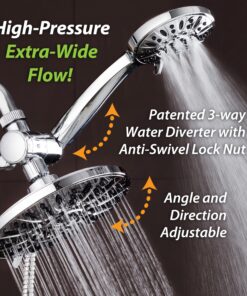 AquaDance 7" Premium High Pressure 3-Way Rainfall Combo for The Best of Both Worlds - Enjoy Luxurious Rain Showerhead and 6-Setting Hand Held Shower Separately or Together - Chrome Finish - 3328 2.5 Gallons Per Minute 21 91jHrgBxiEL