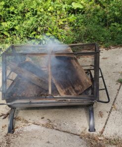 Sunnydaze 36-Inch Northland Outdoor Rectangular Fire Pit with Cooking Grill, Poker, and Spark Screen - Black Finish 46 91jbN5fiKL