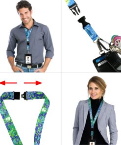 Vincent Van Gogh The Starry Night Print Lanyard with PU Leather ID Badge Holder Wallet with 3 Card Pockets, Safety Breakaway Clip & Matching Note Card. Gift of Carabiner Keychain Flashlight. Breakaway + Keychain Light 28 91jgHO3jiL