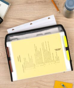 Five Star 7 Pocket Expanding File Organizer, Plastic Expandable File Folders with Customizable Tabs & Clear Cover, Holds 11" x 8-1/2", Zipper Closure, White (72508) 20 91jms1im15L