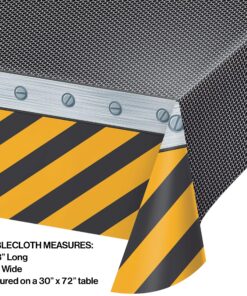 Creative Converting Construction Birthday Zone Plastic Tablecover, Party Supplies, 54" x 108", Multicolor, 1ct 10 91jtTL1WfoL