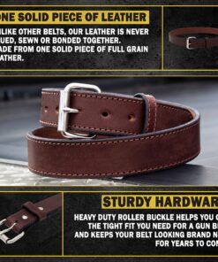 Relentless Tactical The Ultimate Gun Belt | Made in USA | Concealed Carry Belt/CCW Leather Gun Belt for Men 36 (Size 32 Pants - Check sizing guide) Brown - Stitched 9 91k6qu6eP5L 1