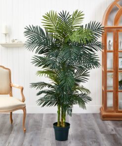 Nearly Natural 5289 6.5ft. Golden Cane Palm Silk Tree,Green 33 91kCdgB50qL
