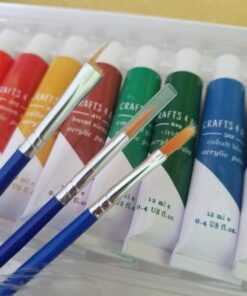 Acrylic Paint Set for Adults and Kids - 12 Pack of 12mL Paints with 3 Art Brushes, Non-Toxic Craft Paint, Halloween Pumpkin Painting Kit - Canvas, Ceramic, Rock Paint - Art Supplies 0.4 Fl Oz (Pack of 12) 43 91kHjT0WpBL