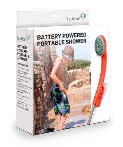 Ivation Portable Outdoor Shower, Battery Powered - Compact Handheld Rechargeable Camping Showerhead - Pumps Water from Bucket Into Steady, Gentle Shower Stream 25 91kHxj1rHfL