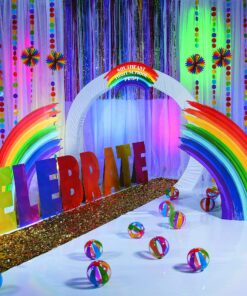 Fun Express Metallic Rainbow Fringe Curtains for Party (1 Piece) Party Decor - Door Decor - Door Borders & Curtains 4 91kJ 4z1UWL