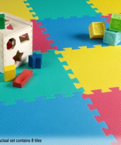 Foam Floor Mats - Interlocking EVA Foam Padding for Home Gym - Non-Toxic 8-Piece Play Mat Set for Toddlers, Babies, and Kids by Stalwart (Multicolor) 22 91kLXhKExJL