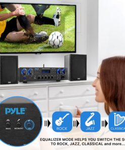 Pyle Bluetooth Home Audio Theater Amplifier Stereo Receiver 4 Channel 800 Watt Sound System w/MP3, USB, SD, AUX, RCA, FM,MIC, Headphone, Reverb Delay, LED Vol, for Home/Studio/Theater Speakers 17 91kLoU 0wWL