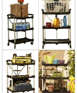 Olympia Tools 85-188 Pack-N-Roll Folding Collapsible Service Cart, Black, 50 Lb. Load Capacity per Shelf 150LB 43 91kMeXPpYtL