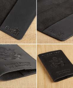 Alternative view of Shvigel Leather Passport Cover - Holder - for Men & Women - Passport Case (Black Vintage) Black Vintage