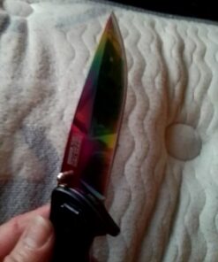 TAC Force Spring Assisted Folding Pocket Knife – Rainbow TiNite Coated Drop Point Blade and Liner, Black Aluminum Handle w/ Rope Cutter, Glass Punch, and Clip, Tactical, EDC, Rescue - TF-509 4.75 inch 37 91kZZa9crkL