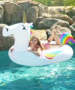 GoFloats Giant Inflatable Pool Floats - Choose Unicorn, Dragon, Flamingo, Swan, or Bull - Includes Drink Float 29 91kdrlu7sL