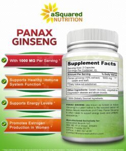 aSquared Nutrition Natural Korean Panax Ginseng (1000mg Max Strength)-90 Capsules Root Extract Complex (Red & White), High Dosage Ginsenosides in Seeds, Asian Powder Supplement,Tablet Pills for Energy 19 91khFbum0dL