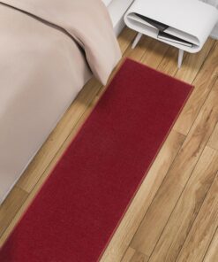 Machine Washable Modern Solid Design Non-Slip Rubberback 3x12 Traditional Runner Rug for Hallway, Kitchen, Bedroom, Living Room, 2'7" x 12', Red Solid Red Runner - 2'7" x 12' 37 91khoPvLiiL