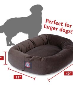 Majestic Pet 40 Inch Suede Calming Dog Bed Washable – Cozy Soft Round Dog Bed with Spine Support for Dogs to Rest their Head - Fluffy Donut Dog Bed 40x29x9 (Inch) - Round Pet Bed Large – Chocolate 40 in. 26 91kl4PhRPFL
