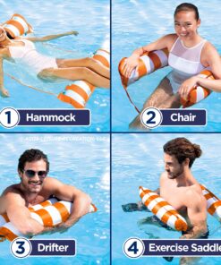 Alternative view of Aqua Original 4-in-1 Monterey Hammock Pool Float & Water Hammock – Multi-Purpose, Inflatable Pool Floats for Adults – Patented Thick, Non-Stick PVC Material ORANGE – Hammock