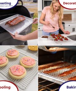 KITCHENATICS Half Sheet Cooling Rack for Cooking and Baking, Stainless Steel Baking Rack & Wire Rack, Bacon Grill Rack for Oven, Heavy-Duty Wire Cookie Cooling Rack fits Half Sheet Pan - 11.8 x 16.9 11.8" x 16.9" Half Sheet - 1 PC 28 91ktr12AmZL