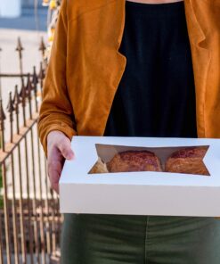 SCT White Window Bakery Boxes with Tuck-in Lid, 19 x 14 x 6.5, White, Paper, 50/Carton 19" Length x 14" Width x 4" Heights (Case of 50) 26 91kvzWPbL4L 1