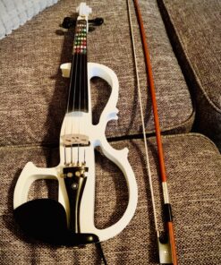 Cecilio Electric/Silent Violin - Style 2, Full Size (4/4) - Ebony Fittings - Metallic Pearl White - Includes Case, Bow, Rosin, Aux Cable, and Headphones 4/4-size 23 91l6jwpcGkL