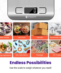 Etekcity Food Scale, Digital Kitchen Scale, 304 Stainless Steel, Weight in Grams and Ounces for Baking, Cooking, and Meal Prep, LCD Display, Medium Basic Medium Size 40 91l74gDUxaL