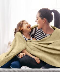 Utopia Bedding 100% Cotton Blanket (Queen Size - 90x90 Inches) 350GSM Lightweight Thermal Blanket, Soft Breathable Blanket for All Seasons (Tan) Tan Queen 16 91lEZTkWW1L