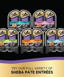 Sheba Wet Food PERFECT PORTIONS Paté Adult Wet Cat Food Trays (24 Count, 48 Servings), Delicate Salmon Entrée, Easy Peel Twin-Pack Trays , 1.32 Ounce (Pack of 48) 1.32 Ounce (Pack of 48) 30 91lEll347L