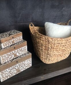 Household Essentials ML-4002 Tall Water Hyacinth Wicker Basket with Handles | Natural, Brown, Natural 46 91lUC3on8oL