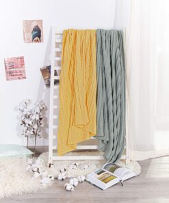NTBAY 100% Pure Cotton Cable Knit Throw Blanket, Super Soft Warm 51x67 Knitted Throw Blanket for Couch, Sofa, Chair, Bed - Extra Cozy, Machine Washable, Comfortable Home Decor, Yellow Throw(51"x67") 23 91lY53ETyL