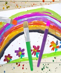 U.S. Art Supply 20-Piece Large Round and Flat Children's Hog Bristle Tempera Paint Brush Set - Fun Kid's Party, School, Student, Class Craft Painting - Beginners Starter Artist Painting Brush Kit Assorted Hog Bristle 11 91lZ3rJWIvL