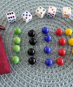 AmishToyBox.com Game Bag of 24 Replacement Glass Marbles (9/16" Diameter) and 6 Dice for Aggravation Game 11 91lfP3jGVVL