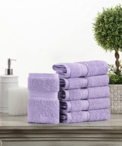 Alternative view of Superior Solid Egyptian Cotton Face Towel Set, 13" x 13", Purple, 6-Pieces Face Towel 6-Pack