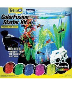 Tetra ColorFusion Starter aquarium Kit 3 Gallons, Half-Moon Shape, With Bubbler And Color-Changing Light Disc 45 91llnqoq34L