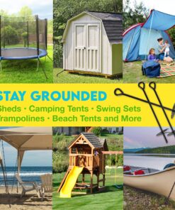 15" Ground Anchors - Trampoline Anchors High Wind Heavy Duty 3" Wide Helix Mobile Home Anchors - Includes Metal Torque Bar, 25 Feet Long Rope and Carrying Sack - 8 Pack 8 Pack w/ Bar & Rope 14 91lmKPSBD5L