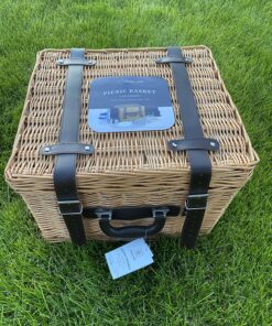 PICNIC TIME Romantic Canterbury Deluxe Wicker Picnic Basket Set for 2, with Blanket and Soft Cooler, One Size, Navy with Plaid 51 91lnq0VMUDL