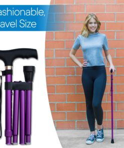 RMS Folding Cane - Foldable Walking Cane with Adjustable Height - Collapsible and Lightweight - Soft Ergonomic Handle for Comfortable Grip - Portable Walking Stick for Mobility Aid Lavender 23 91lxeowopVL