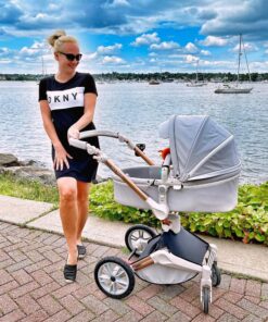 Alternative view of Hot Mom Baby Stroller 360 Degree Rotation Function, Pu Leather Baby Bassinet and Seat Combo Pushchai & Pram, F023 Grey