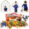 Playlearn LARGE 816 Piece Straws Builders Construction Building Toy – 8 Inch Full Size Straws - Giant Pack with Wheels and Special Connectors 12 91m 7GUhaPS