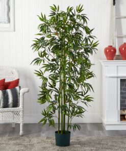Nearly Natural 5294 Bamboo Silk Tree, 6-Feet, Green, Artificial, Silk 13 91m0Whb1QgL