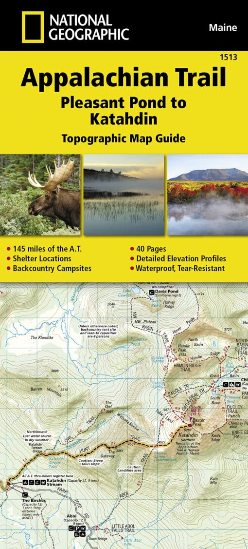 Appalachian Trail: Pleasant Pond to Katahdin Map [Maine] (National Geographic Topographic Map Guide, 1513)