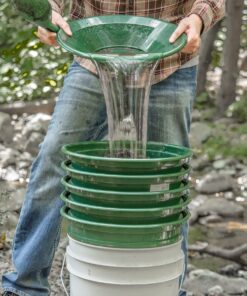 SE 13 1/4 Inch Stackable Classifier Gold Prospecting Pan Set - Includes 1/2" 1/4" 1/8" 1/12" and 1/20" Stainless Steel Mesh Sifting Pans, Green, 5 Pack 5 Pieces 25 91m8KTAIsoL