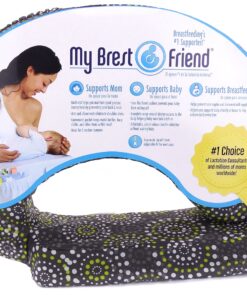 My Brest Friend Original Nursing Pillow | Ergonomic Breastfeeding Pillows | Supports Both Mom & Baby | Breastfeeding Essentials | Handy Side Pocket, Double Straps & Removable Cover, Fireworks Grey/Yellow Fireworks 28 91m8wmT9l1L 1