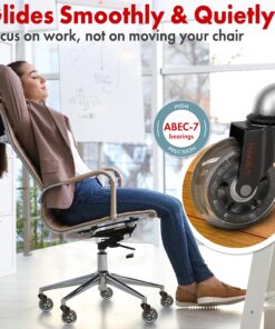 Alternative view of Office Chair Wheels Replacement Set of 5 - Desk Chair Casters for Hardwood & Carpet - Heavy Duty & Safe for All Floors w/o Chair Mats - Fits 98% of Computer Gaming & Office Chairs - 3 Inch 1.Regular Stem - NOT for IKEA chairs