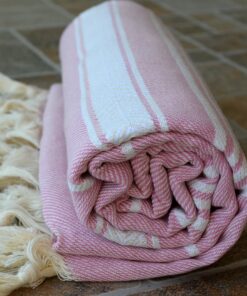 Dandelion - Basic Pattern - Naturally-Dyed Cotton Turkish Towel Peshtemal - 71x39 Inches - Sugar Pink 10 91mAmL8uoiL