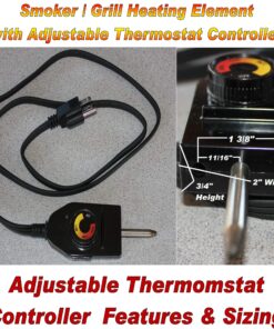 Universal Replacement Electric Smoker and Grill Heating Element with Adjustable Thermostat Controller **NEW 1500 Watts Higher Heat** 30 91mHjZQTinL