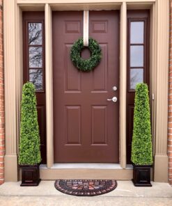 Boxwood Wreath - 16.5-Inch Round UV Resistant Artificial Spring, Summer, Fall, or Winter Wreath - Outdoor/Indoor Wreaths for Front Door by Pure Garden Round 16.5" 17 91mLGiupYuL