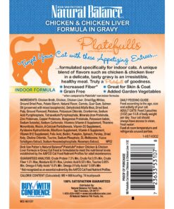 Natural Balance Original Ultra Platefulls Indoor Adult Grain Free Wet Cat Food, Chicken & Chicken Liver Recipe, 3 Ounce Pouch (Pack of 24) 16 91mN43vMj1L