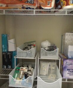 Sorbus 2 Tier Under Sink Bathroom Organizers and Storage, Strong Steel Mesh Sliding Drawers for Enhanced Bathroom Storage Ideal Bathroom Organization and Storage & Under Kitchen Sink Organizer (White) White 39 91mNtOO2lML 2