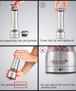 Premium Stainless Steel Salt and Pepper Grinder Set - Pepper Mill and Salt Mill, Spice Grinder with Adjustable Coarseness, Ceramic Rotor, Tall Salt and Pepper Shaker, Brushed Stainless - Free eBook 29 91mS83izmHL